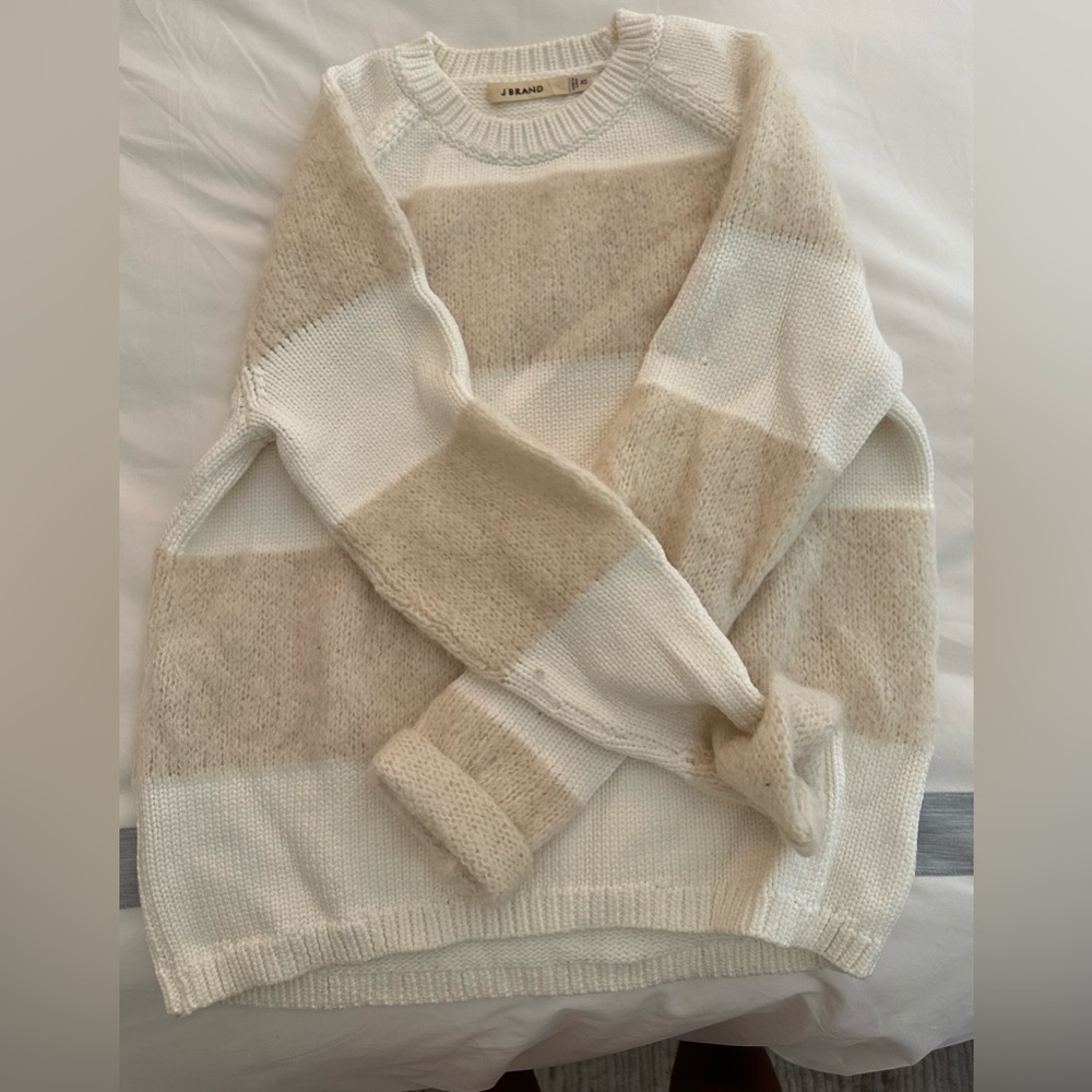 J Brand Sweaters Rodeo Paneled Knitted Sweater in Cream